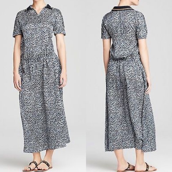 Tory Burch 'Honeycomb' Drop Waist Caftan Dress Size 8 Womens 100% Silk - Picture 2 of 10